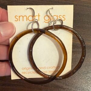 Smart Glass Large Brown Hoop Earrings